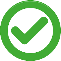 A green check mark inside a green circle.